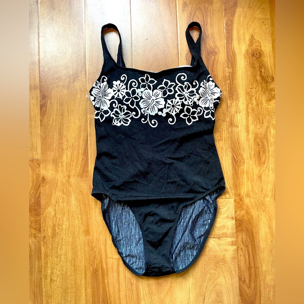 Vintage 90’s Black & White Floral One Piece Jantzen Bathing Suit